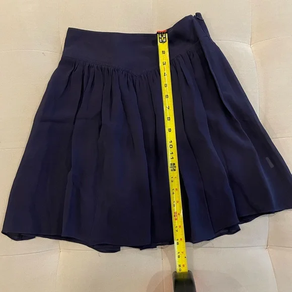 odille sz0 navy blue Silk Chiffon mini skirt - Picture 6 of 7